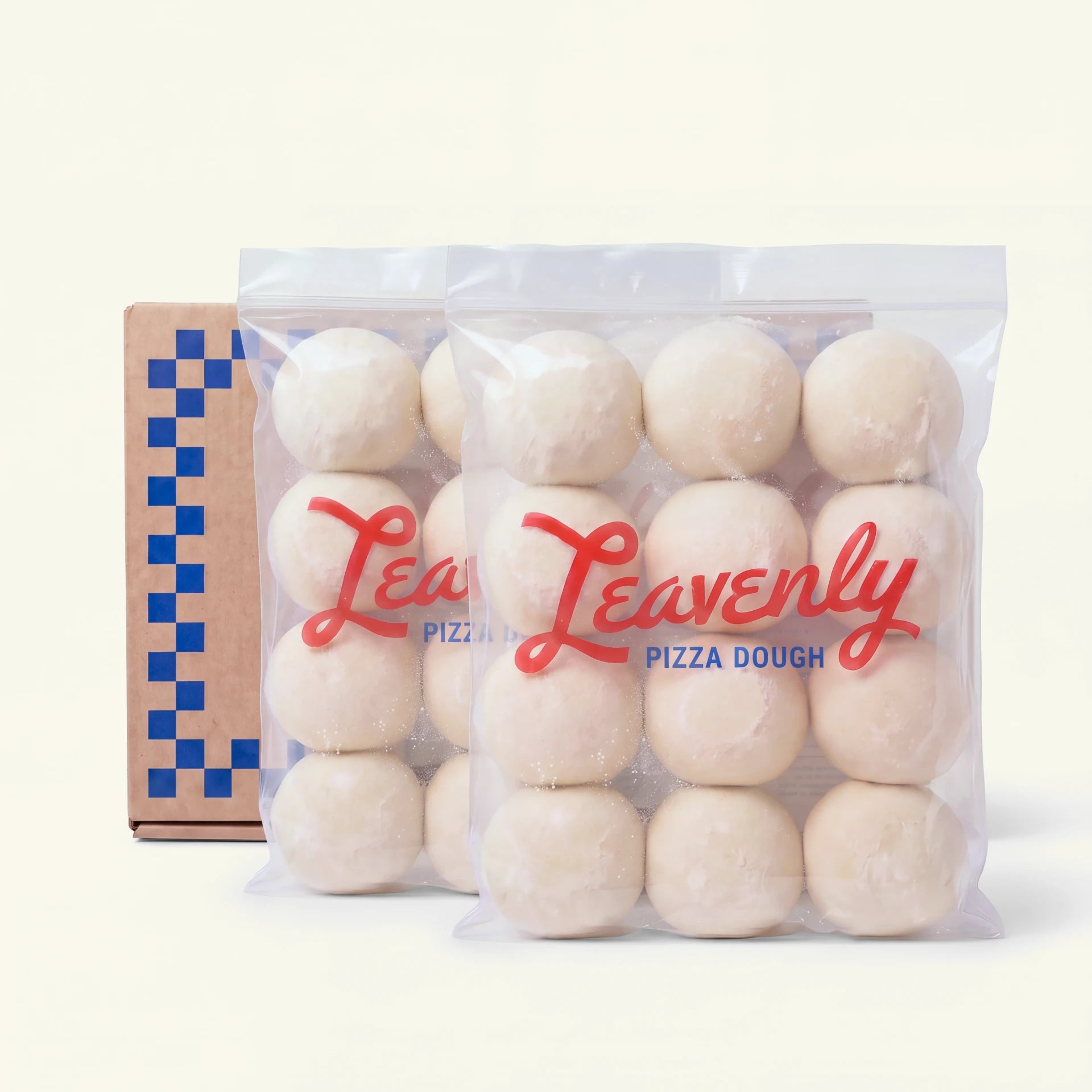 24-pack of Leavenly Pizza Dough: two bags of 12 dough balls with the shipping box